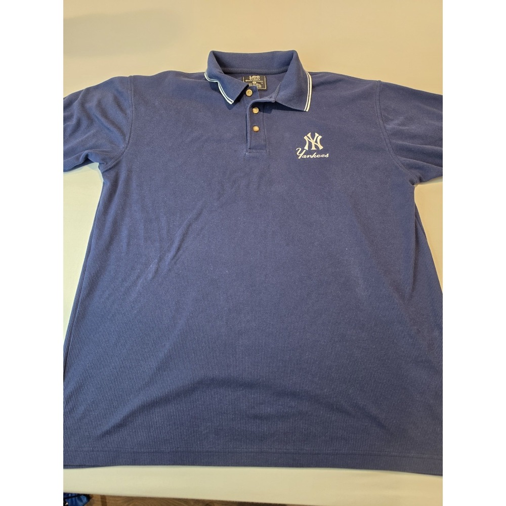 Vintage New York Yankee Lee Sport Mens Short Sleeve Polo Shirt Size L